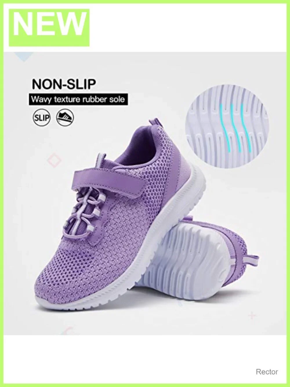 Kids Lightweight Knit Sneakers Hook and Loop Tennis Running Shoes
